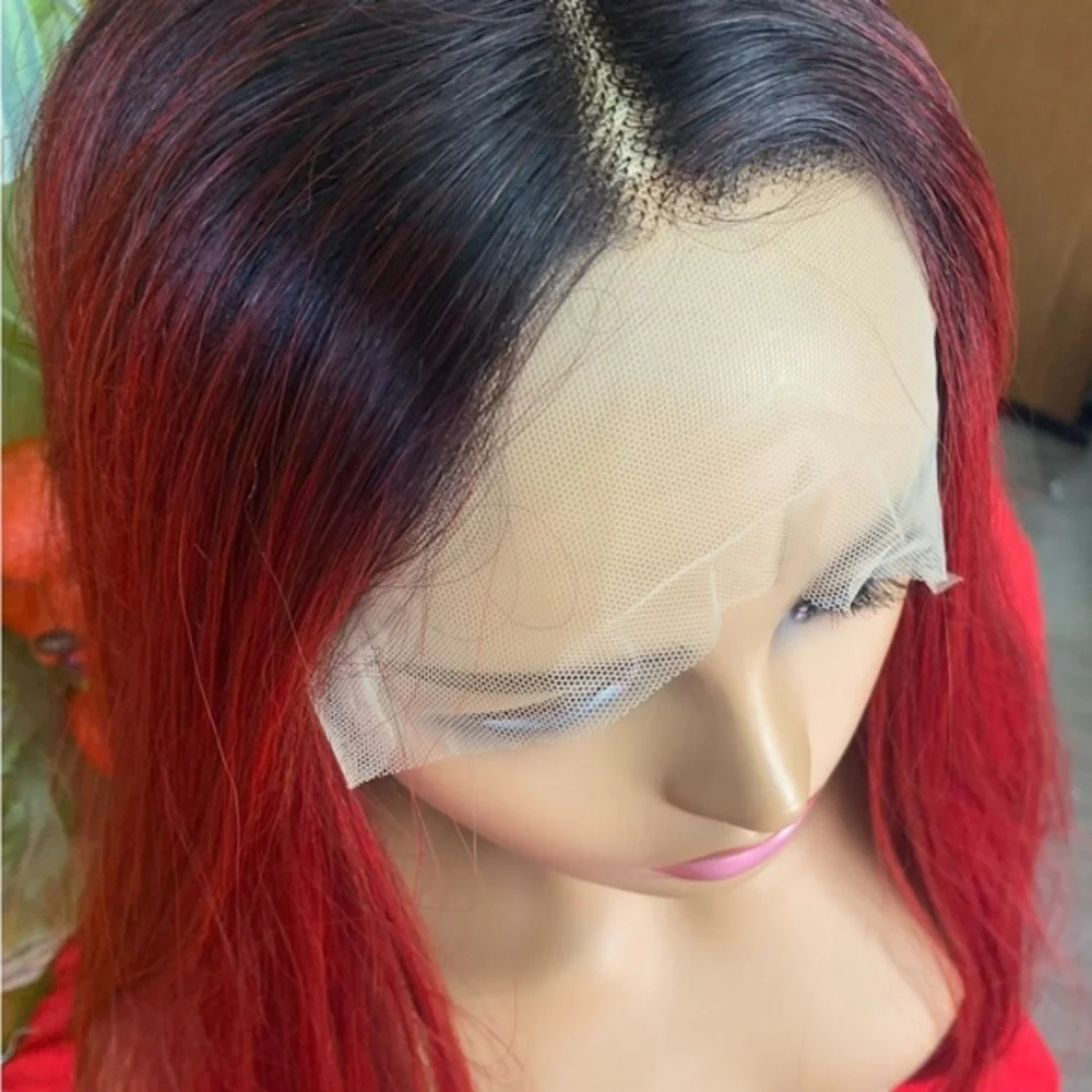 vampire red black lace front wig